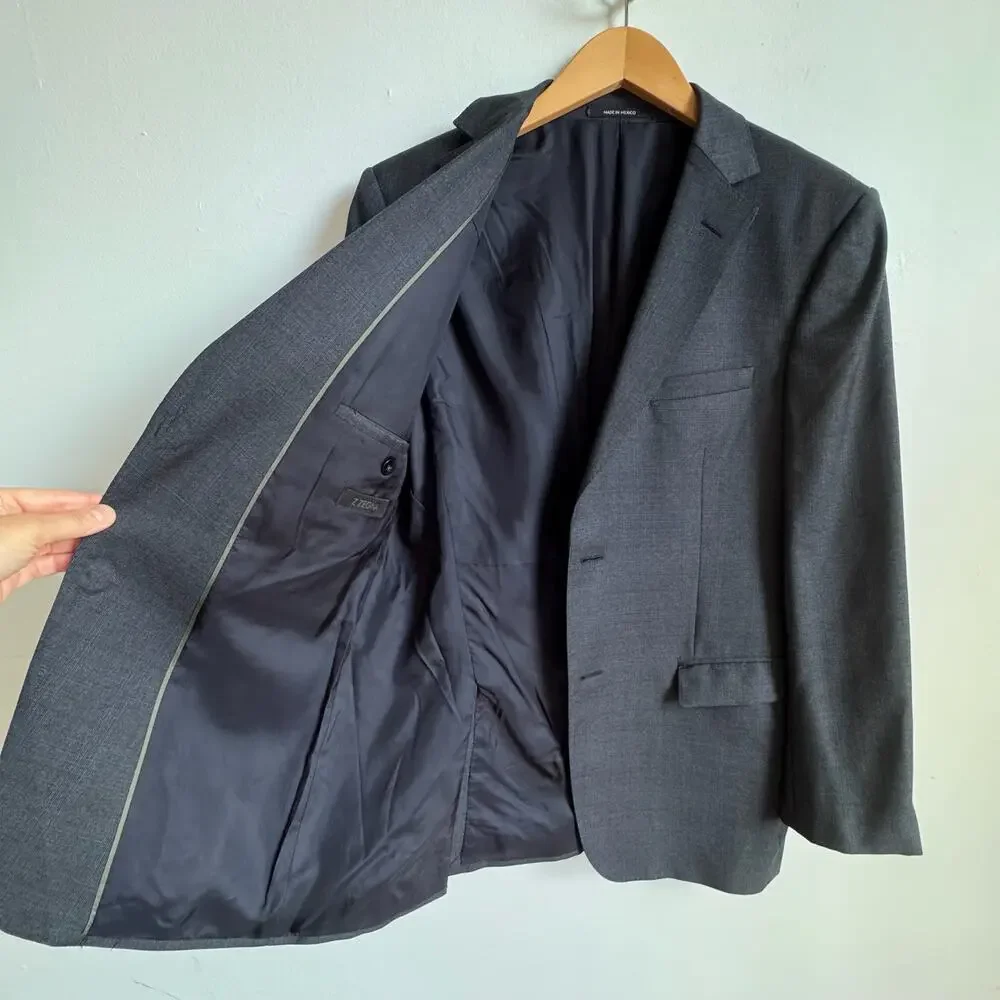 Z ZEGNA KILGORE TROUT Men's Charcoal Wool Blazer